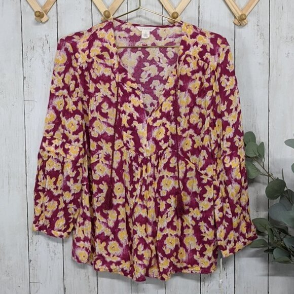 𝅺CASLON BNWT Printed Tie Front Blouse XSmall - Picture 1 of 7